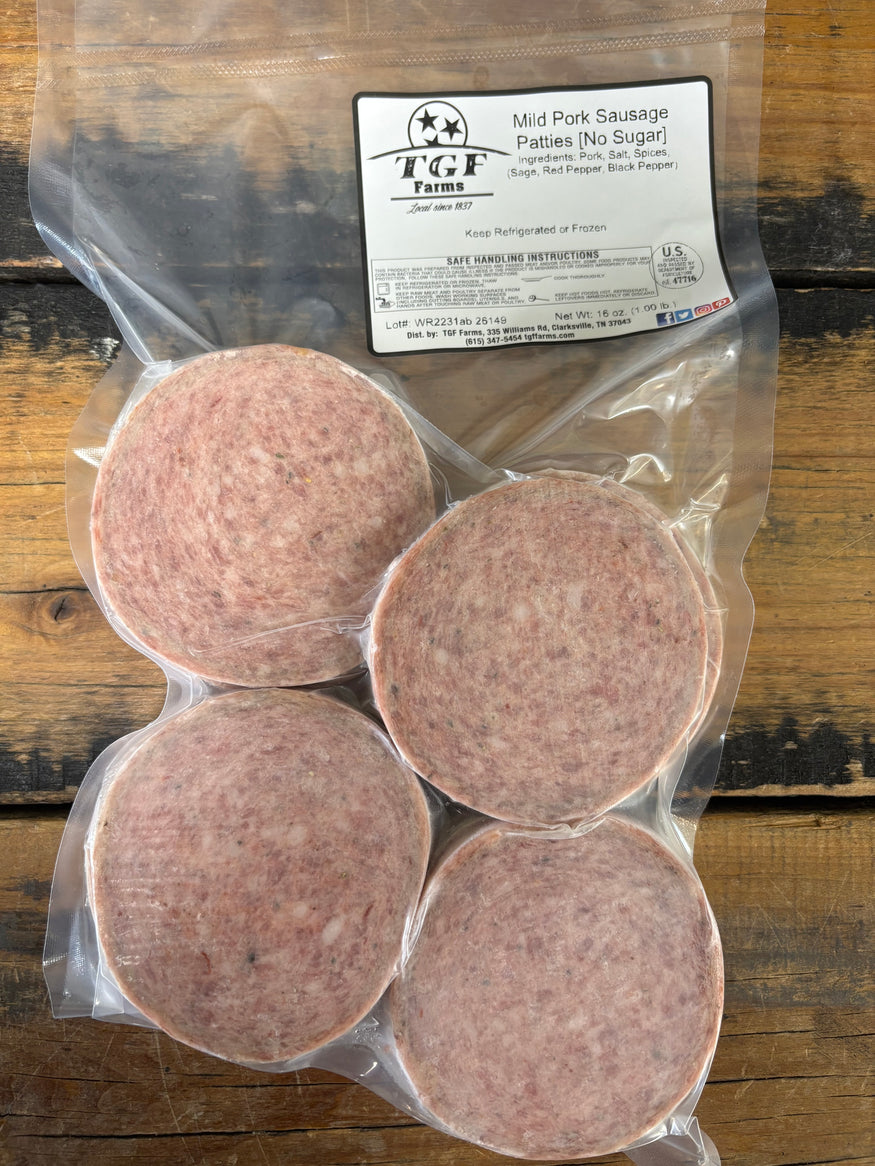 Mild Ground Sausage Patties (Sugar Free)- 2 oz.